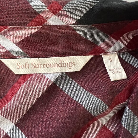 Soft Surroundings Womens Joelle Plaid Tunic Cabernet Plaid Button Front size S - Picture 12 of 14